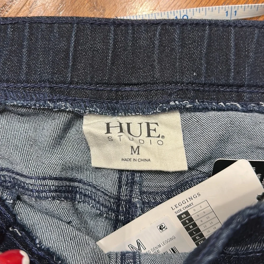 Hue Studio Women's Distressed Stretchy Denim Leggings - Midnight Rinse -… - Picture 13 of 14